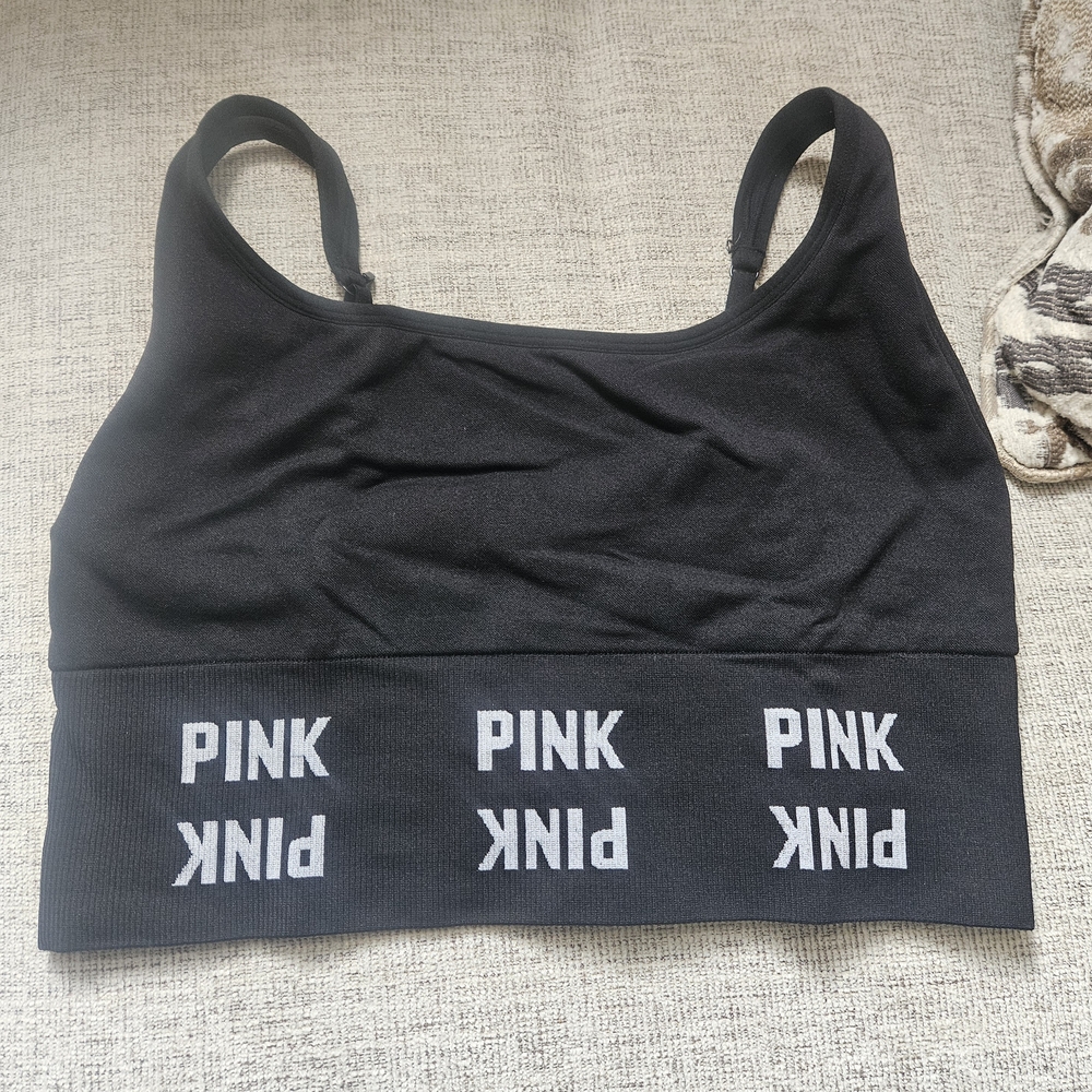 PINK Victoria's Secret Black Sports Bra with Elastic Band
